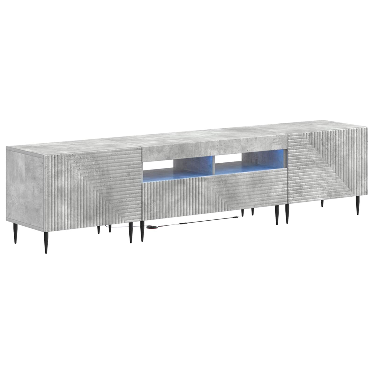 3-delige LED TV-kast Betongrijs Bewerkt hout is nu te koop bij PeponiXL, paradijselijk wonen!