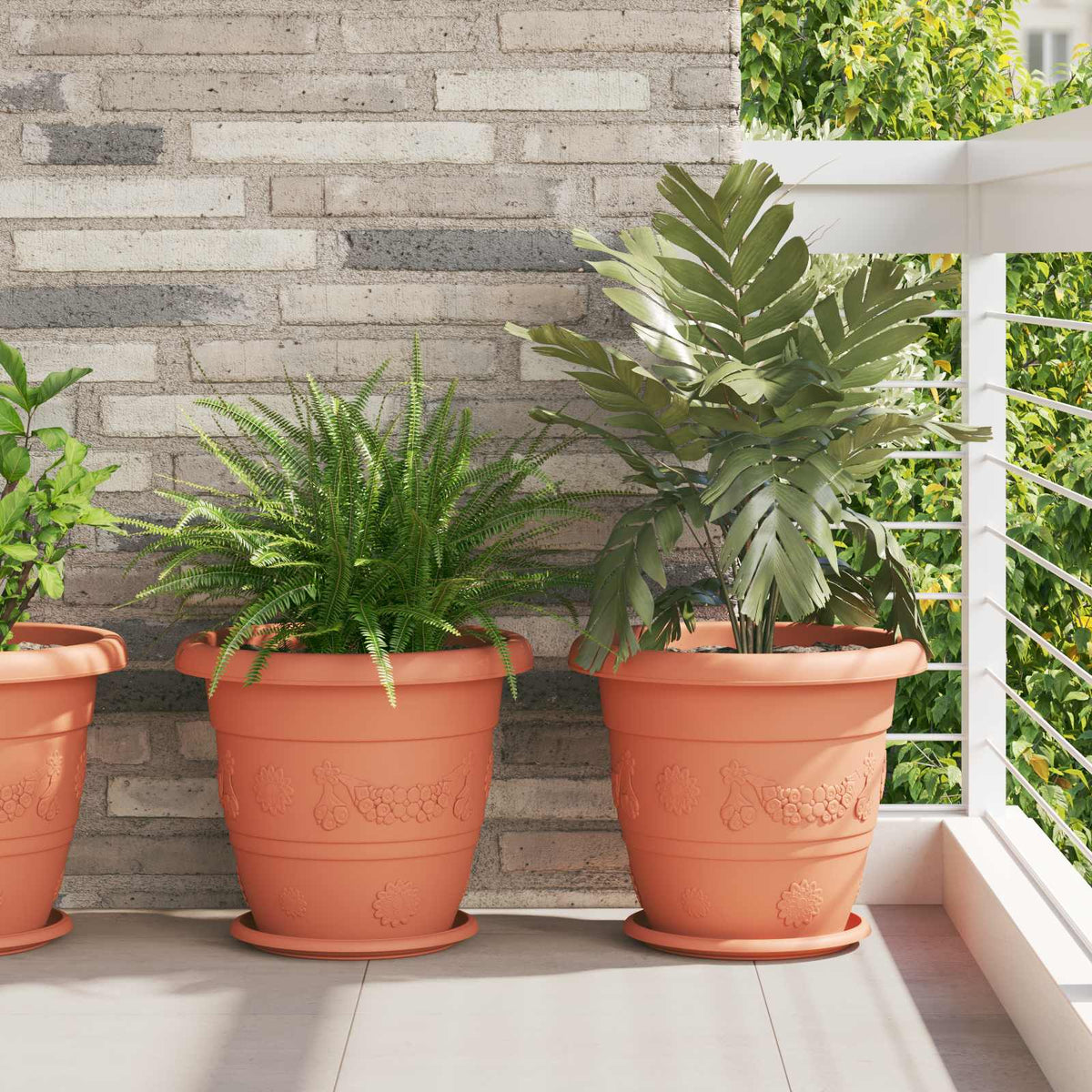 Plantenpotten 6 pcs Baksteenrood Ø 39 x 32 cm Kunststof is nu te koop bij PeponiXL, paradijselijk wonen!