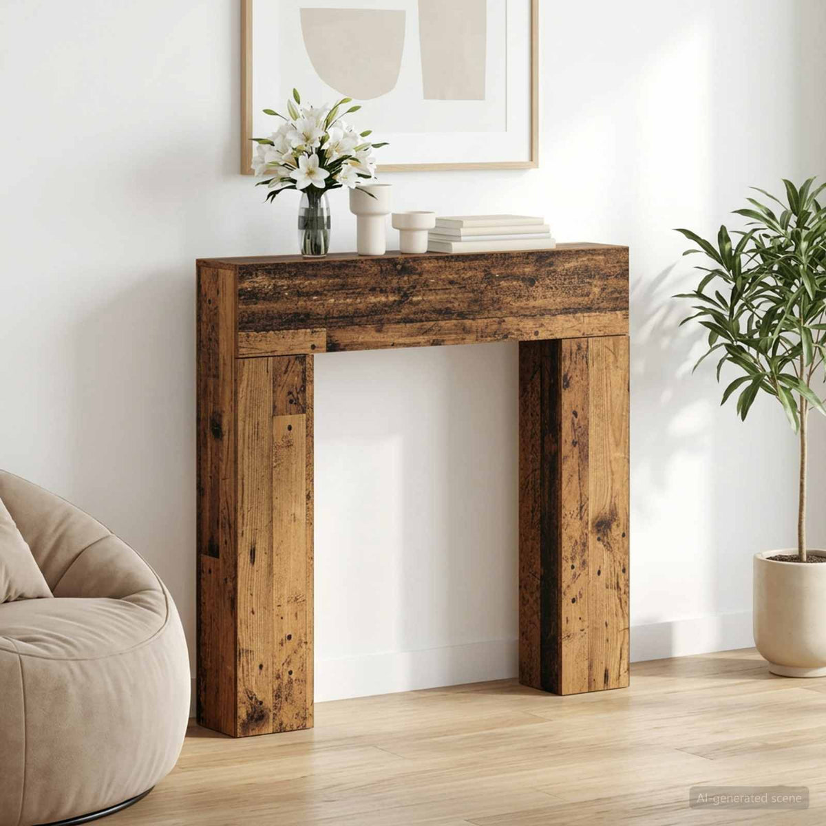 Haardomlijsting Oud hout 102 x 18 x 100,5 cm Bewerkt hout is nu te koop bij PeponiXL, paradijselijk wonen!