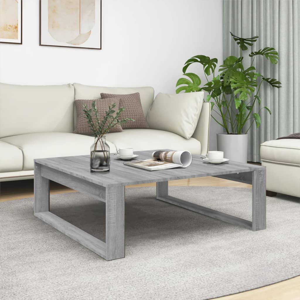 Salontafel 100x100x35 cm bewerkt hout grijs sonoma eikenkleurig is nu te koop bij PeponiXL, paradijselijk wonen!