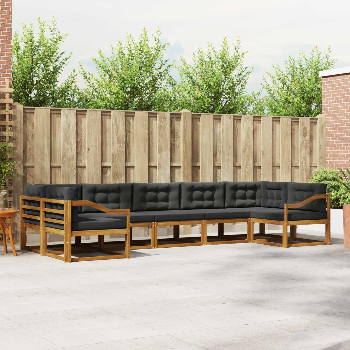Buiten bankenset met kussen 7 pcs Natuurlijk en Antraciet is nu te koop bij PeponiXL, paradijselijk wonen!