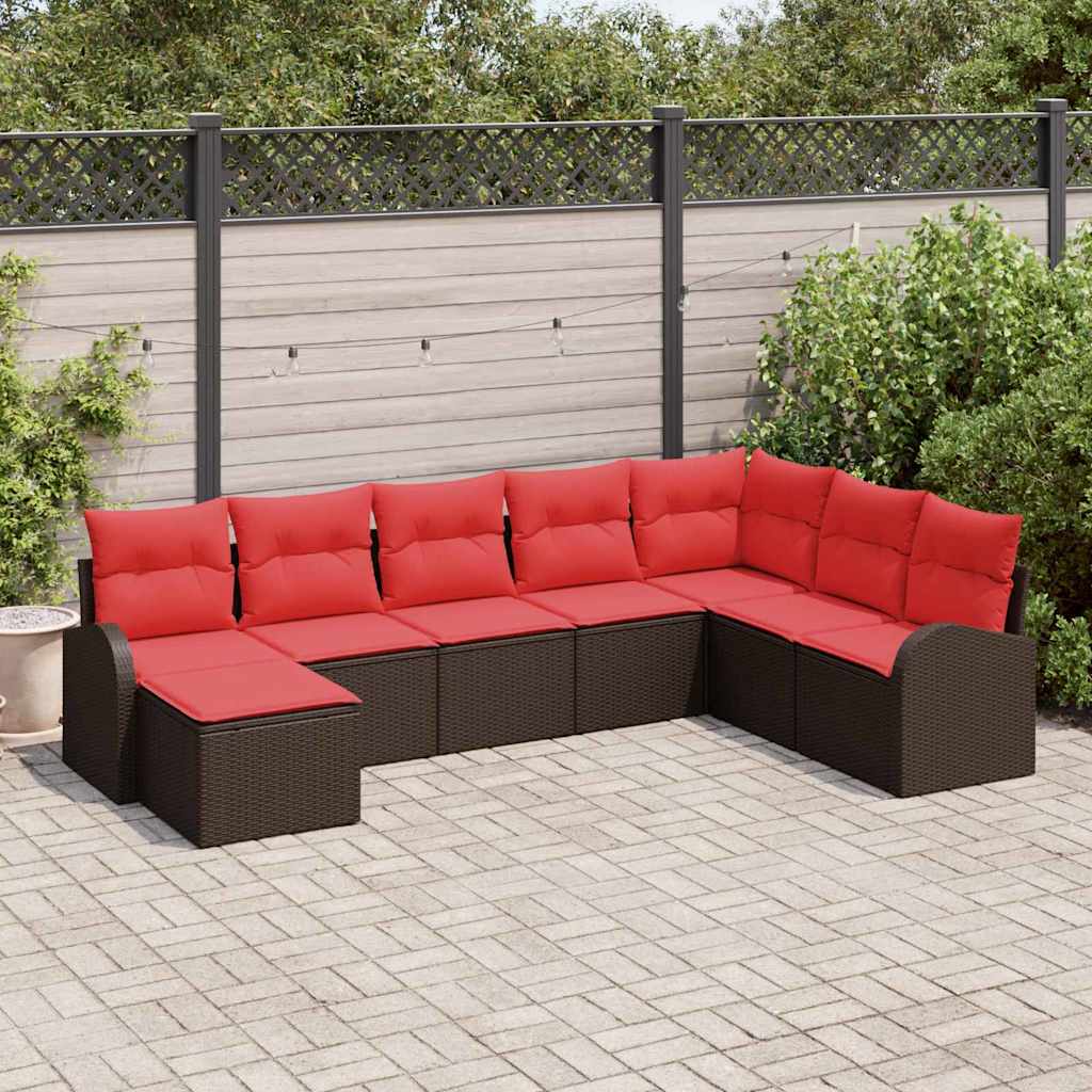 Tuin Sofa Set 8 pcs Bruin Poly riet is nu te koop bij PeponiXL, paradijselijk wonen!