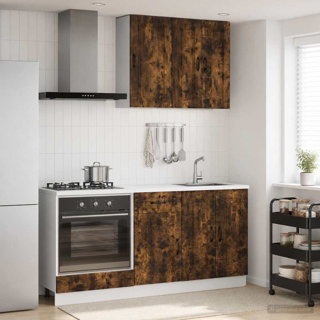 Keukenblok KALMAR 5 pcs Gerookt eiken Bewerkt hout is nu te koop bij PeponiXL, paradijselijk wonen!