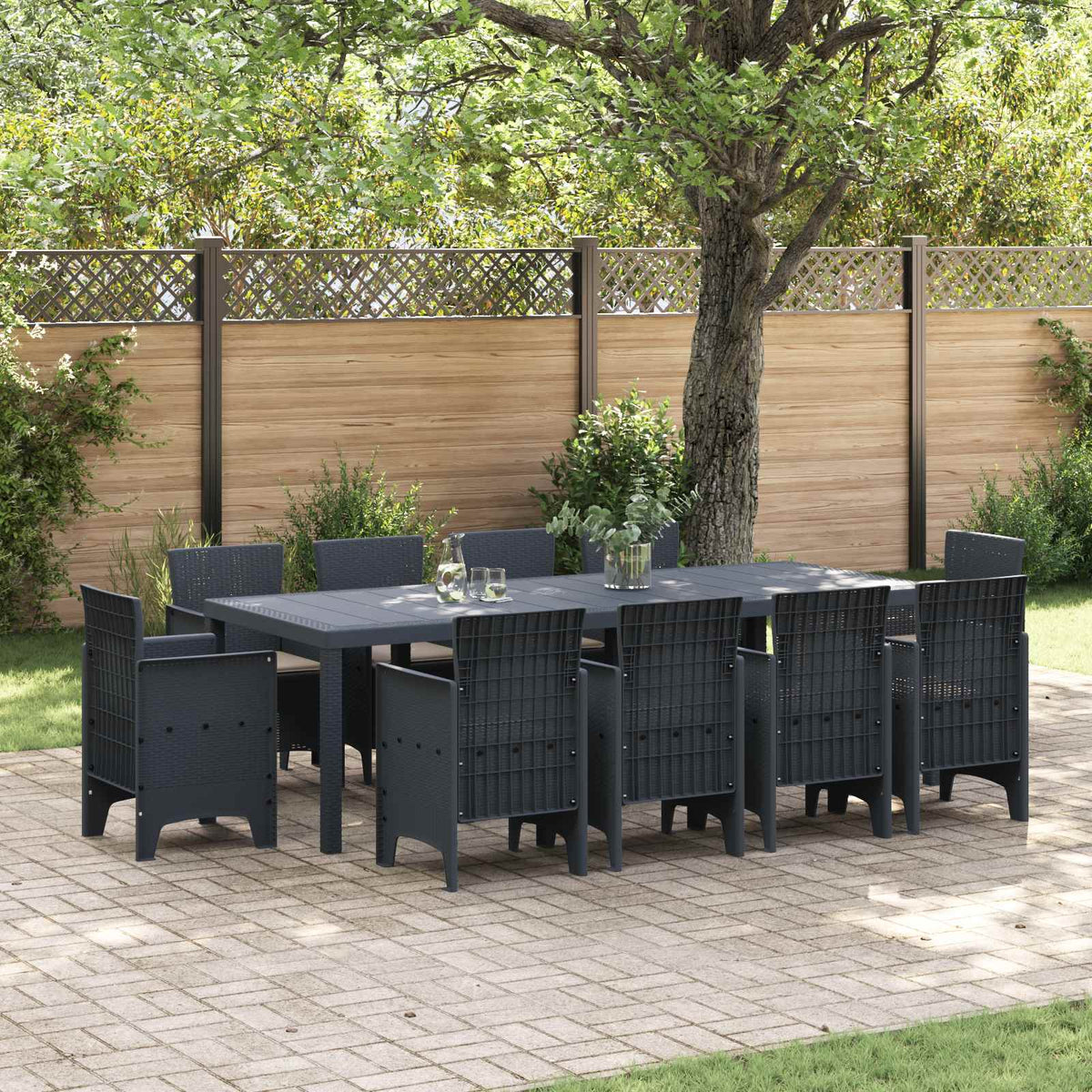 Tuin Eetset 11 pcs Antraciet Polypropyleen is nu te koop bij PeponiXL, paradijselijk wonen!
