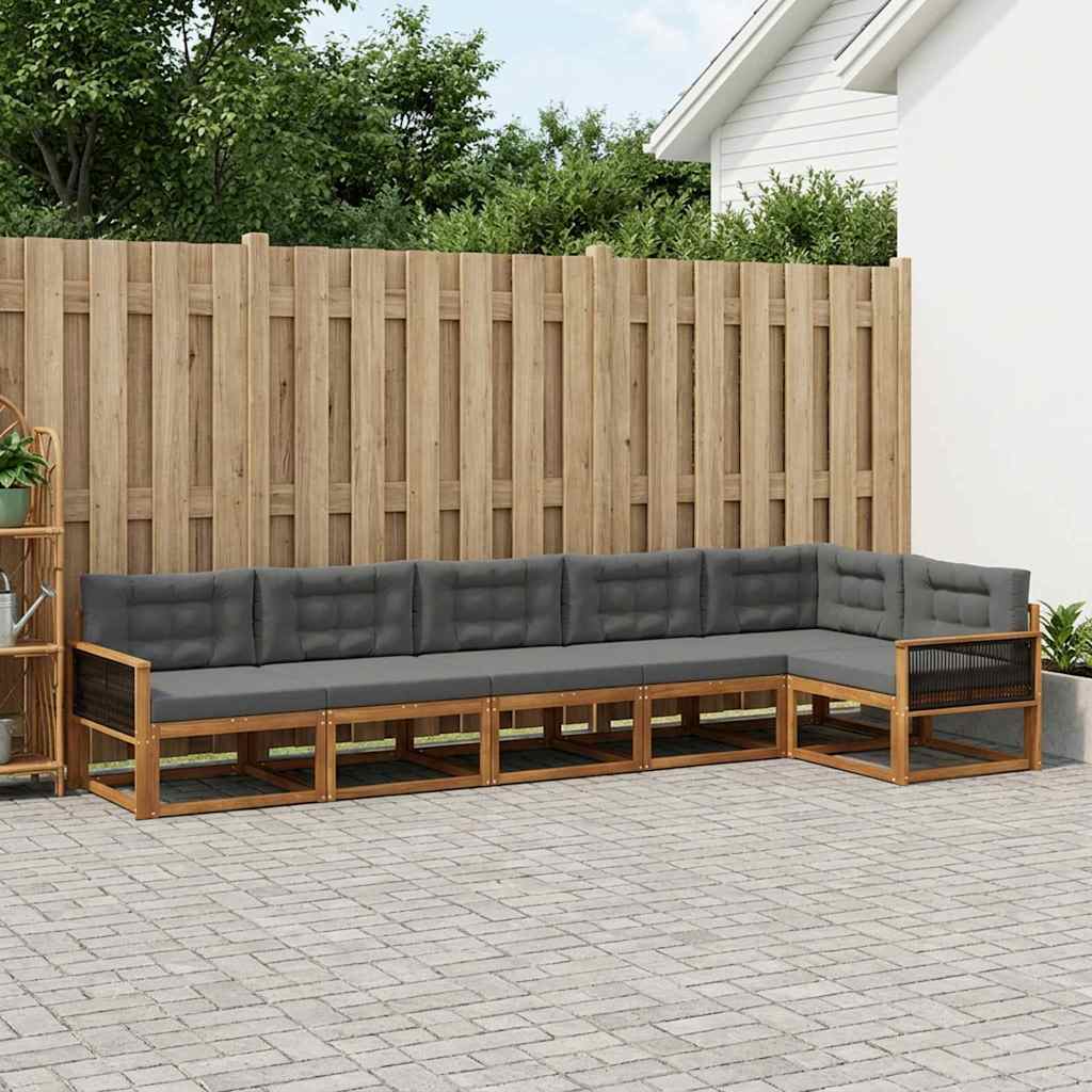 Buiten bankenset met kussen 6 pcs Natuurlijk en Antraciet is nu te koop bij PeponiXL, paradijselijk wonen!