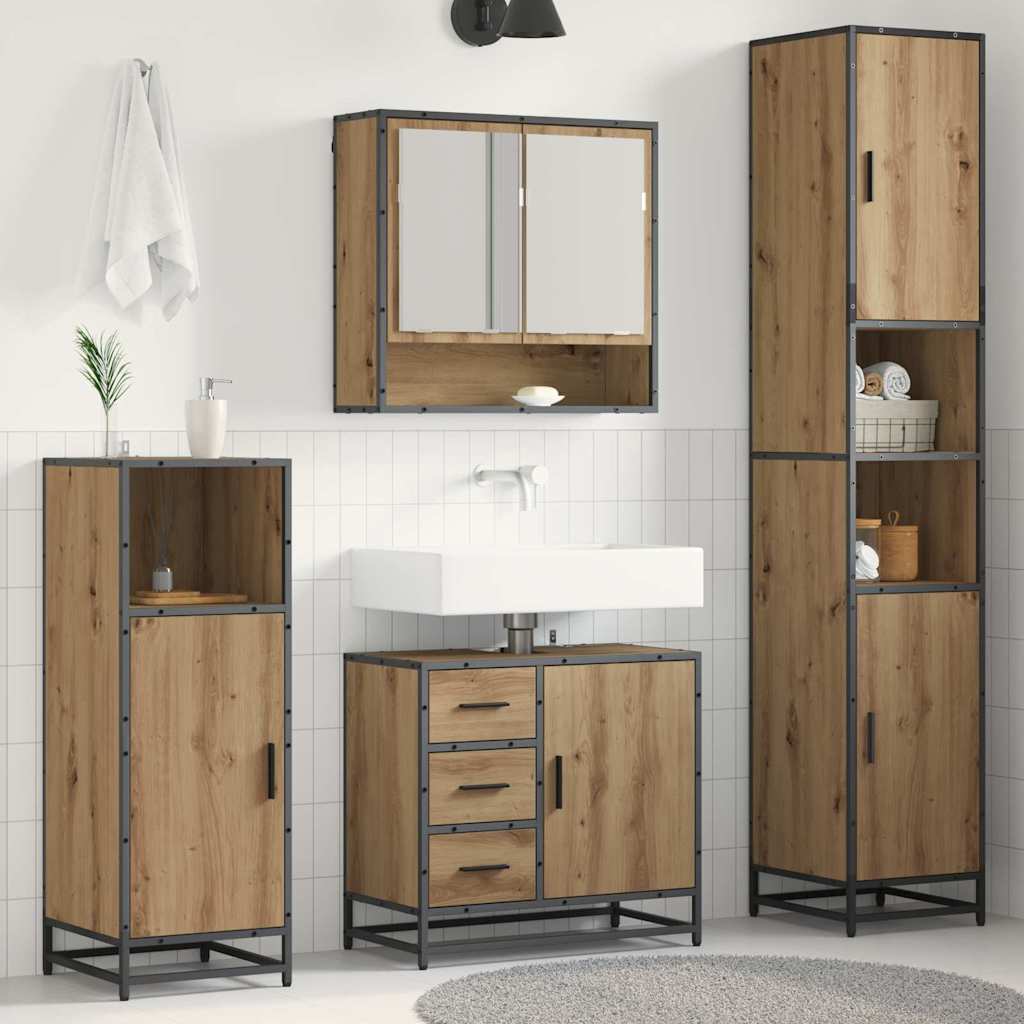 Badkamermeubelset met lade 3 pcs Artisan Eiken Bewerkt hout is nu te koop bij PeponiXL, paradijselijk wonen!