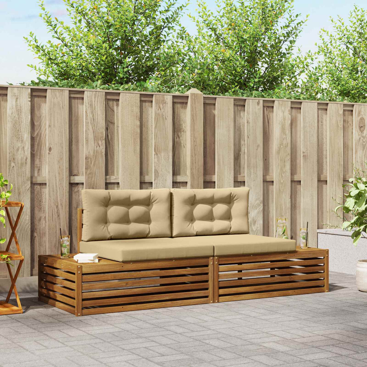 Buiten bankenset Natuurlijk en Beige 203,5 x 83 x 73 cm is nu te koop bij PeponiXL, paradijselijk wonen!