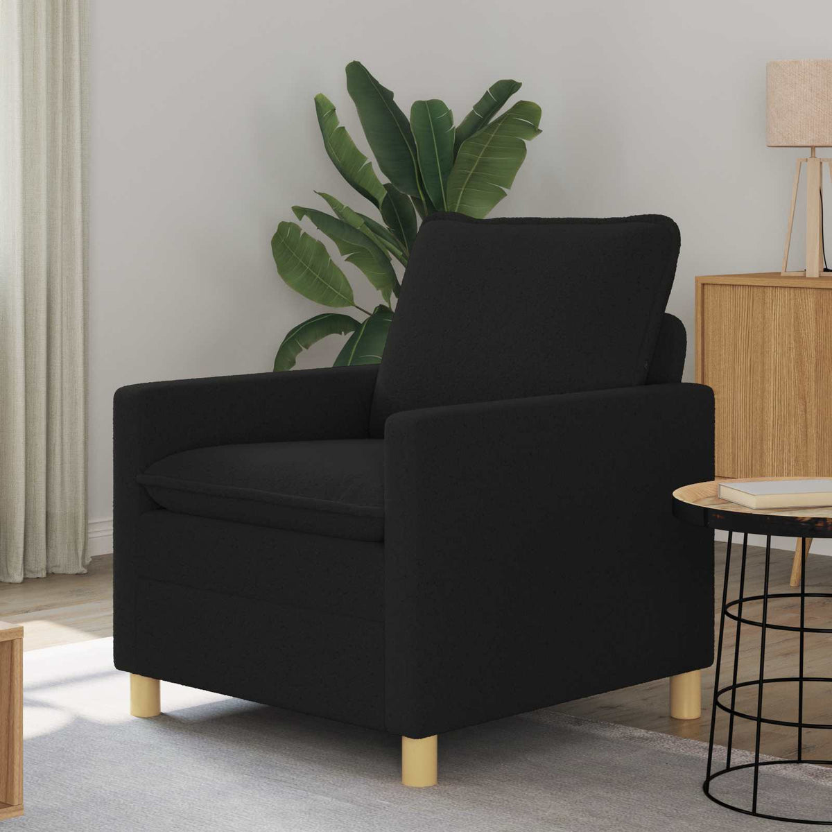 Bank Zwart 76 x 81 x 87,5 cm Stof is nu te koop bij PeponiXL, paradijselijk wonen!