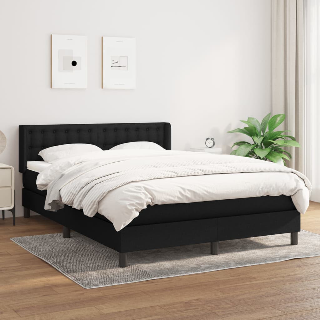 Boxspring met matras stof zwart 140x190 cm is nu te koop bij PeponiXL, paradijselijk wonen!