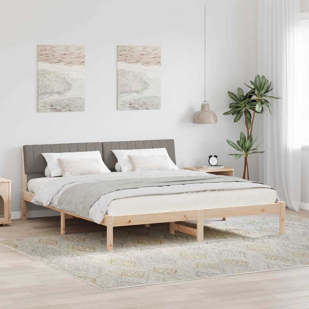 Bedframe Bruin en taupe 180 x 200 cm Massief grenenhout is nu te koop bij PeponiXL, paradijselijk wonen!