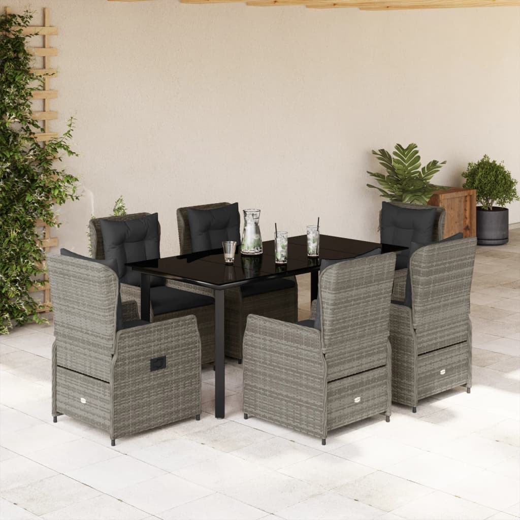 7-delige Tuinset met kussens poly rattan grijs is nu te koop bij PeponiXL, paradijselijk wonen!