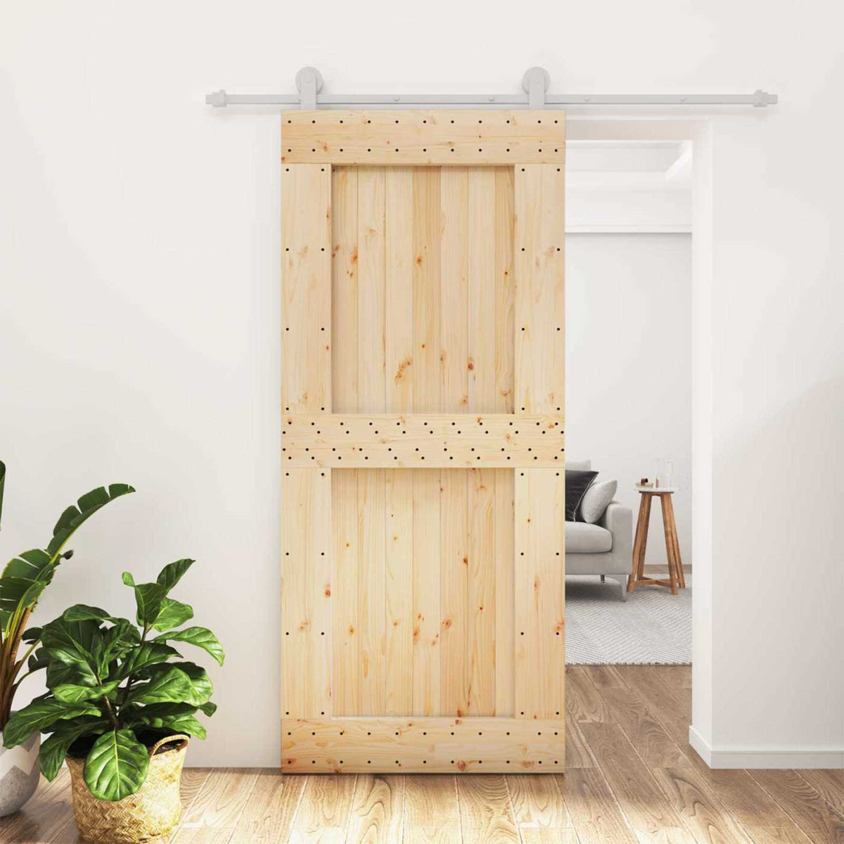 Schuifdeur Natuurlijk en Wit 90 x 210 cm Massief Grenenhout is nu te koop bij PeponiXL, paradijselijk wonen!