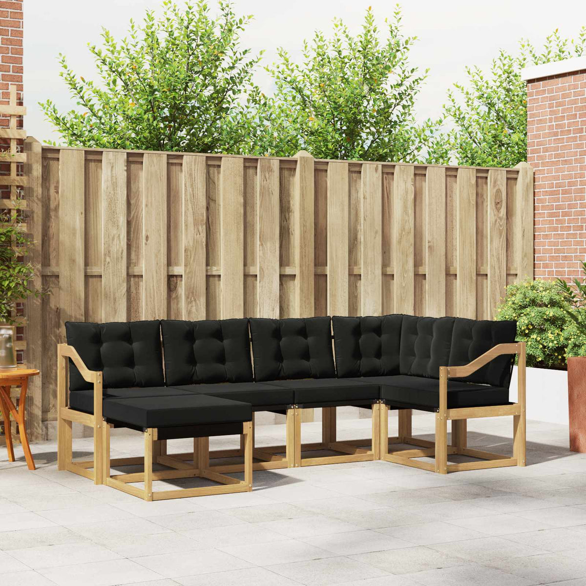 Buiten bankenset met kussen 6 pcs Wit en zwart is nu te koop bij PeponiXL, paradijselijk wonen!