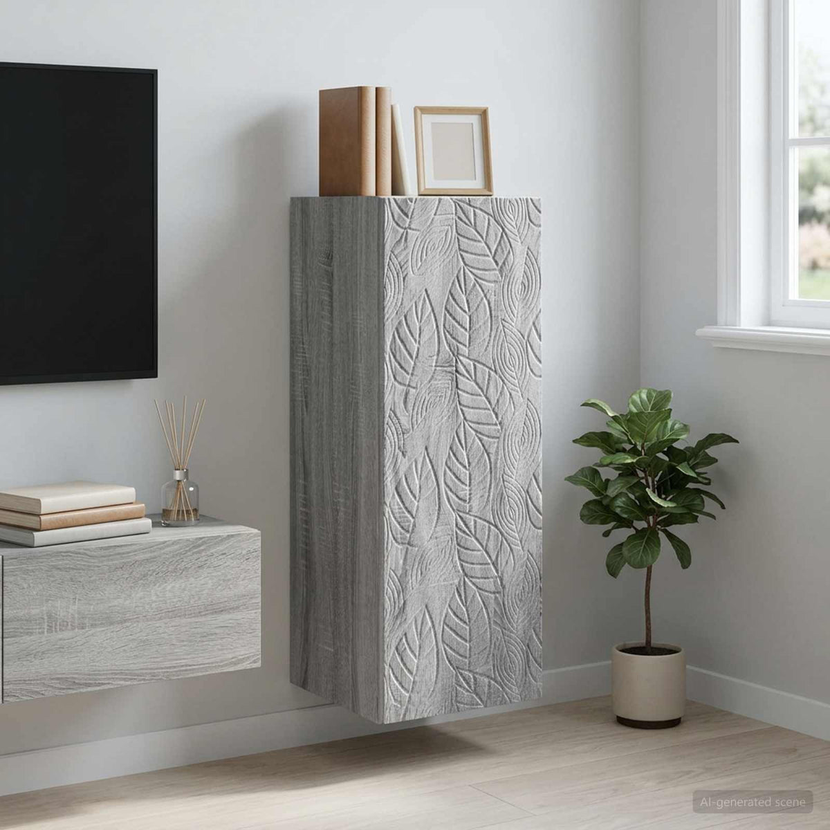 Wandkast Grijs Sonoma 33 x 34,5 x 90 cm Bewerkt hout is nu te koop bij PeponiXL, paradijselijk wonen!