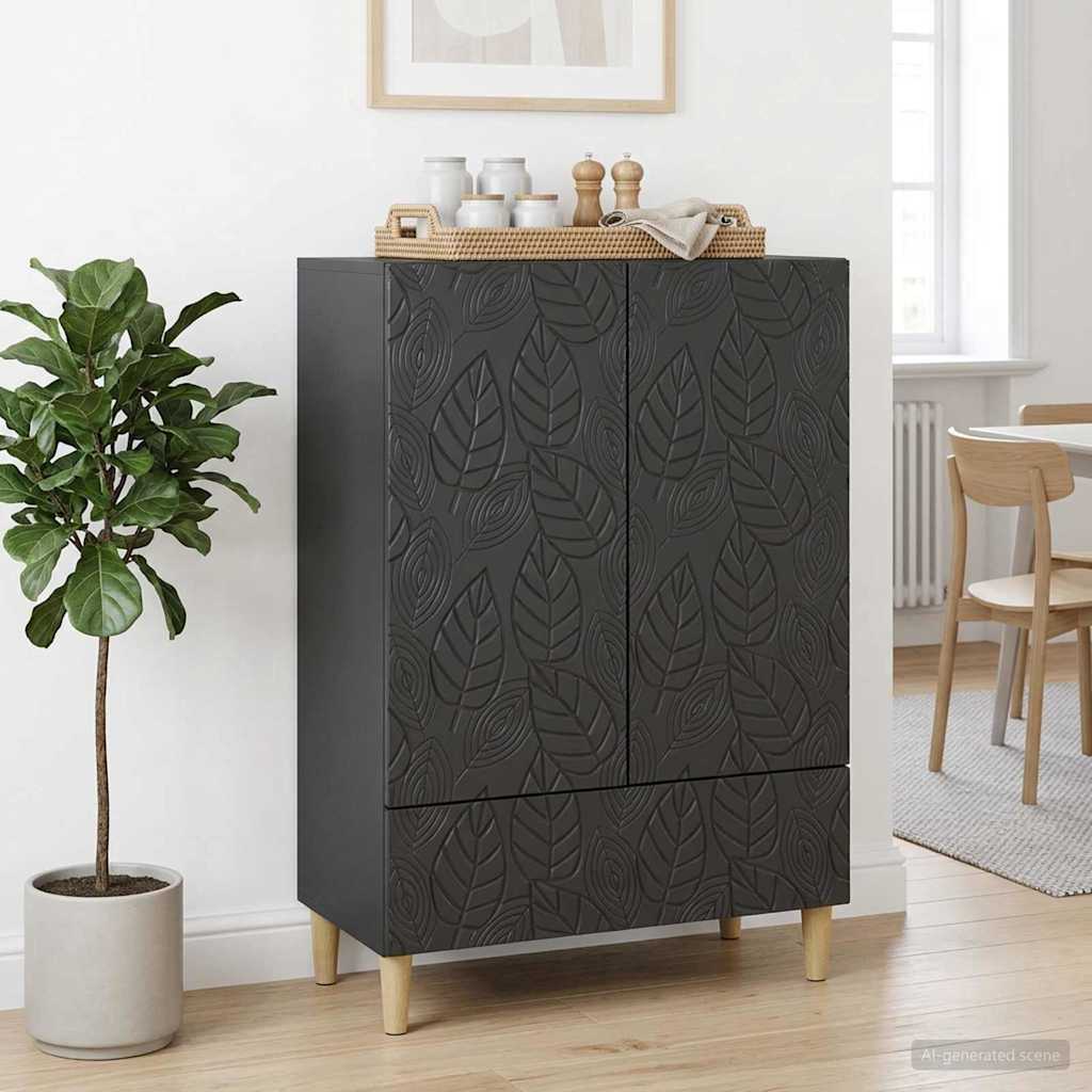 Dressoir Zwart 66 x 34,5 x 95 cm Bewerkt hout is nu te koop bij PeponiXL, paradijselijk wonen!
