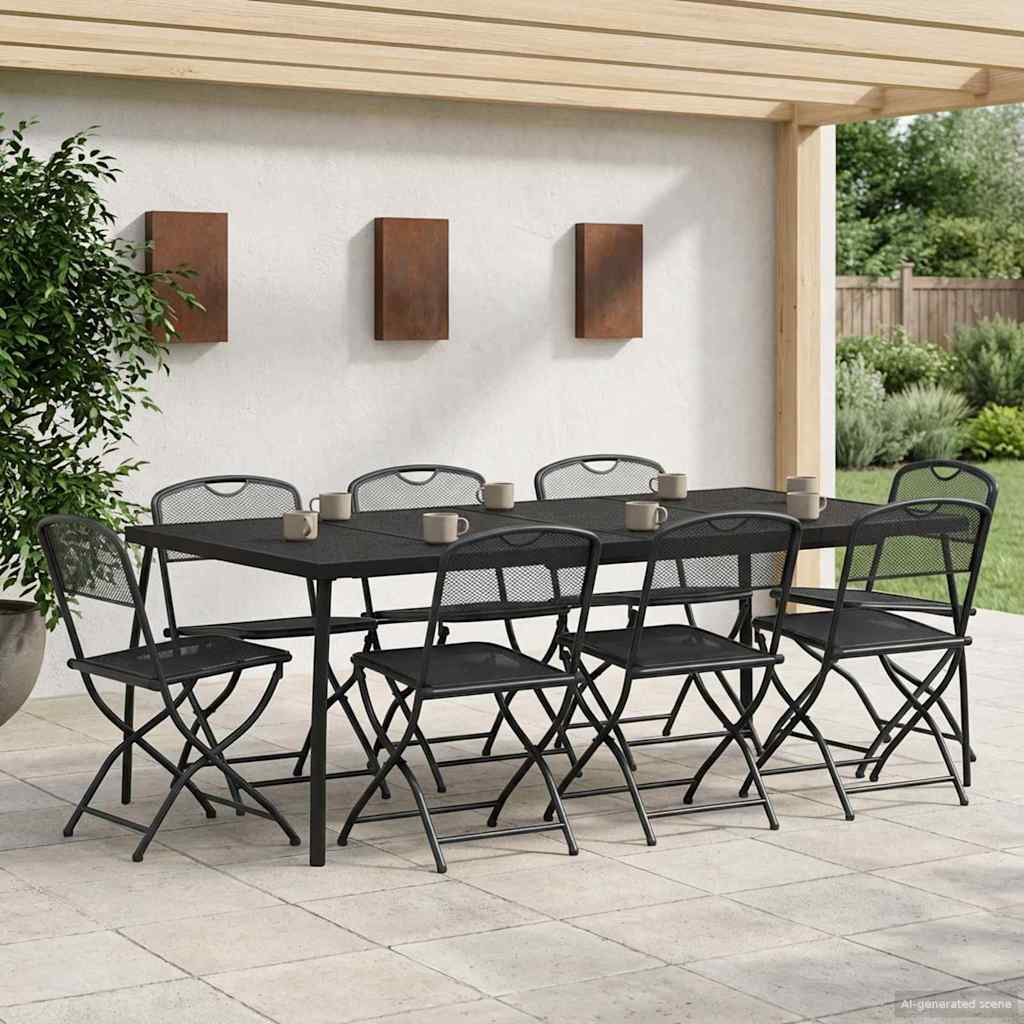 Buitenmeubelset 9 pcs Antracietkleurig Ijzer en Staal is nu te koop bij PeponiXL, paradijselijk wonen!