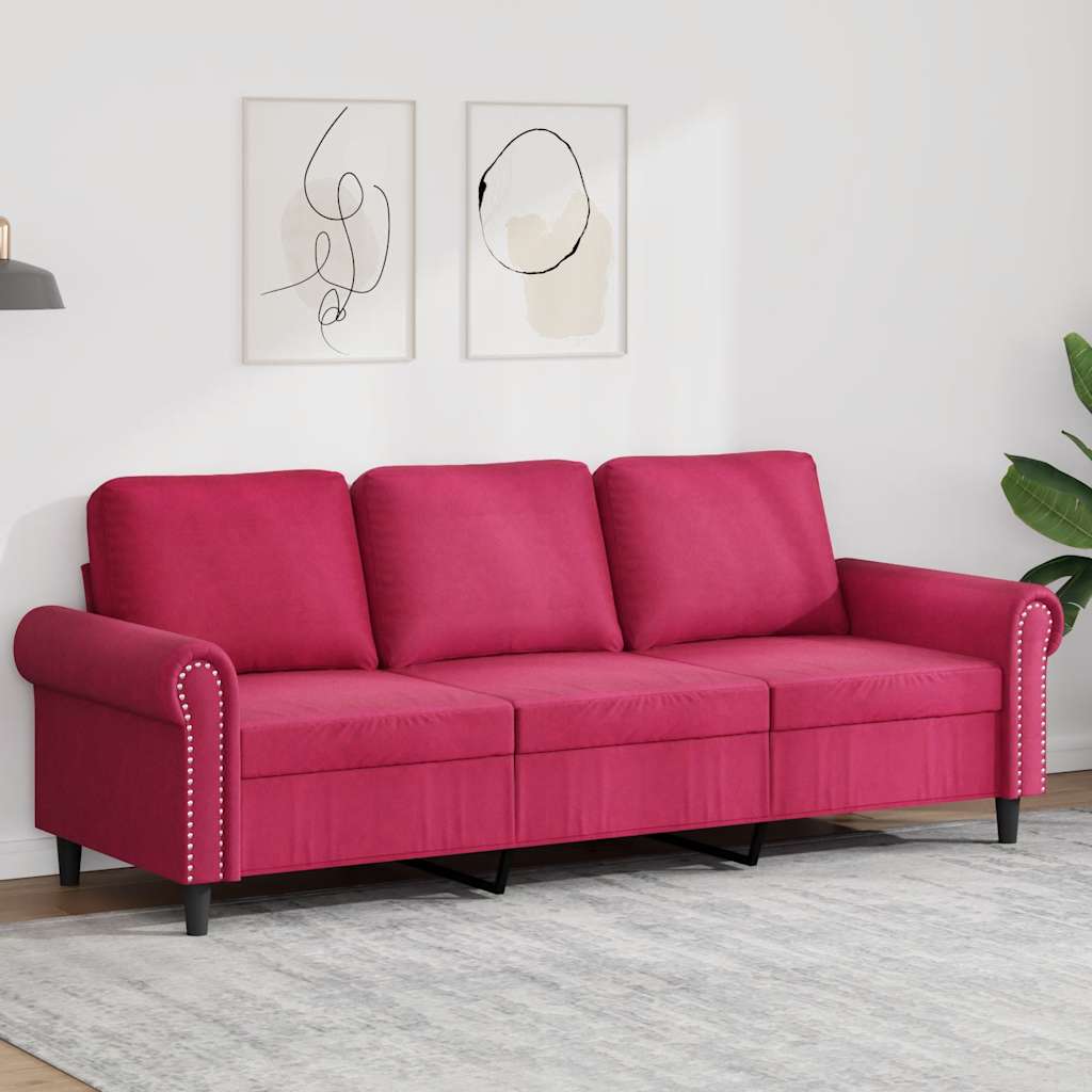 Driezitsbank 180 cm fluweel wijnrood is nu te koop bij PeponiXL, paradijselijk wonen!