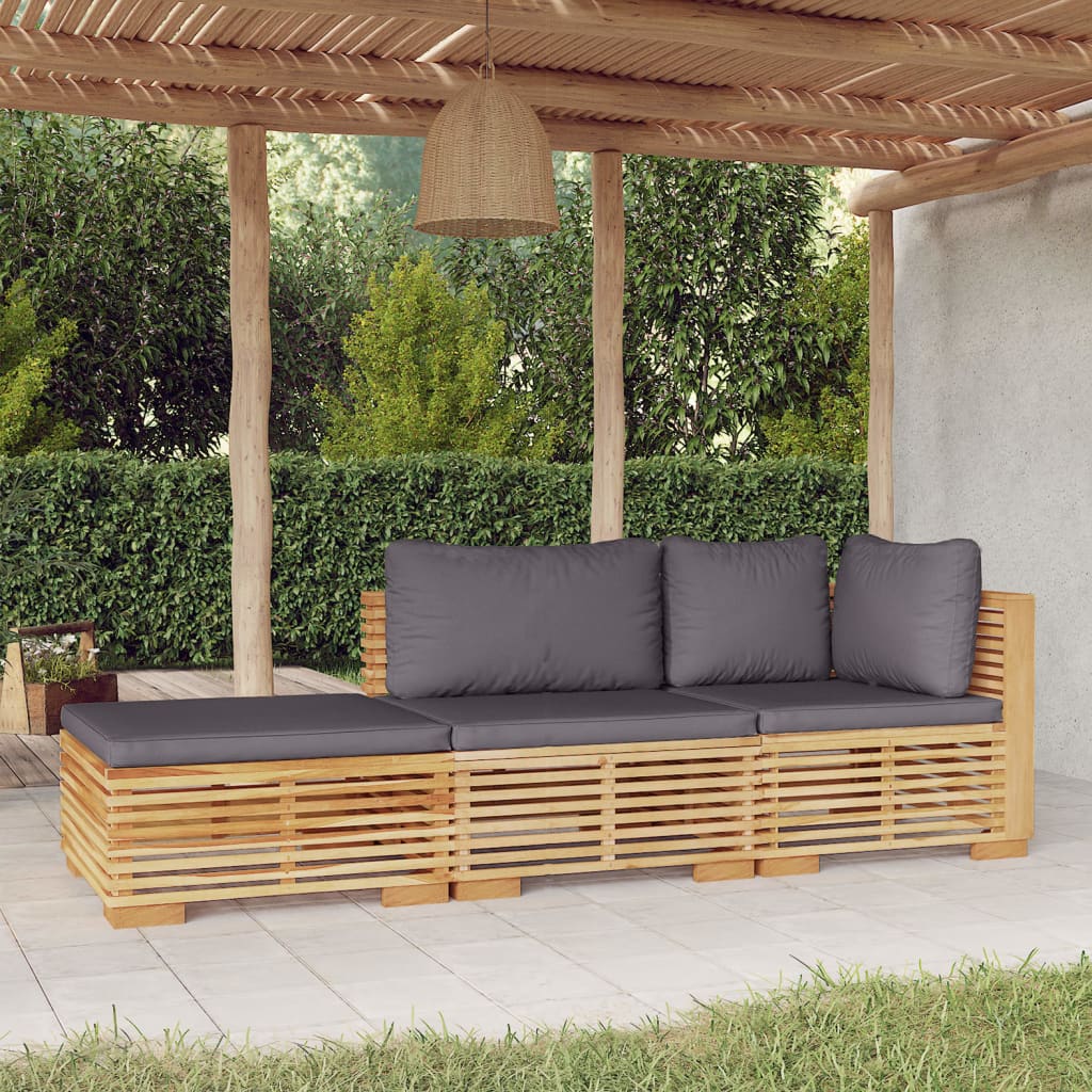 3-delige Loungeset met kussens massief teakhout is nu te koop bij PeponiXL, paradijselijk wonen!