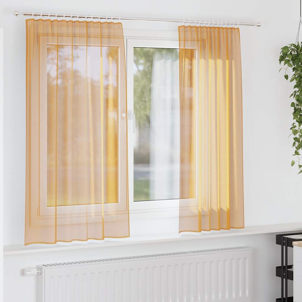 Gordijnen voile met roedezakken 2 st oranje is nu te koop bij PeponiXL, paradijselijk wonen!