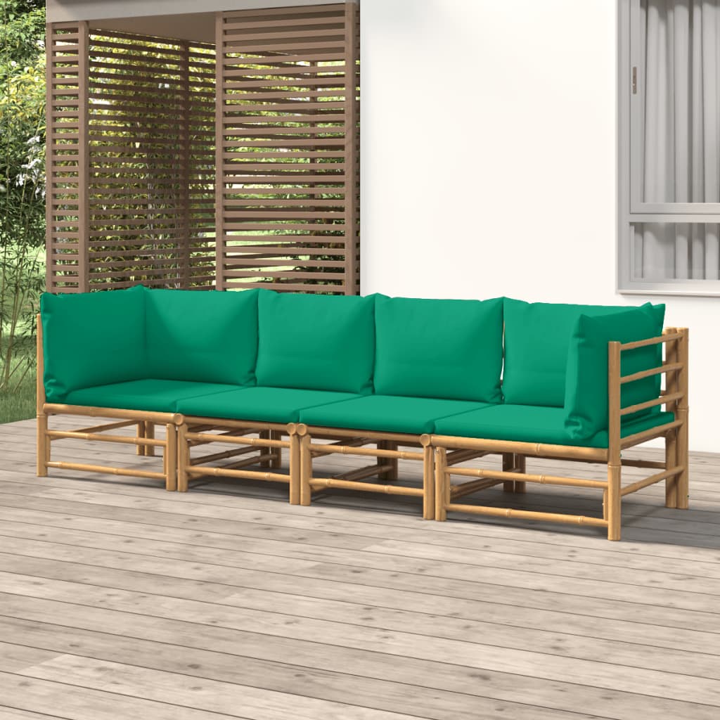 4-delige Loungeset met kussens bamboe groen is nu te koop bij PeponiXL, paradijselijk wonen!