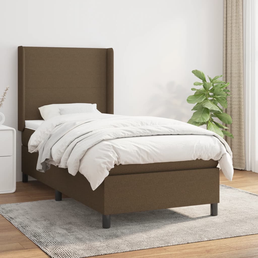 Boxspring met matras stof donkerbruin 90x190 cm is nu te koop bij PeponiXL, paradijselijk wonen!