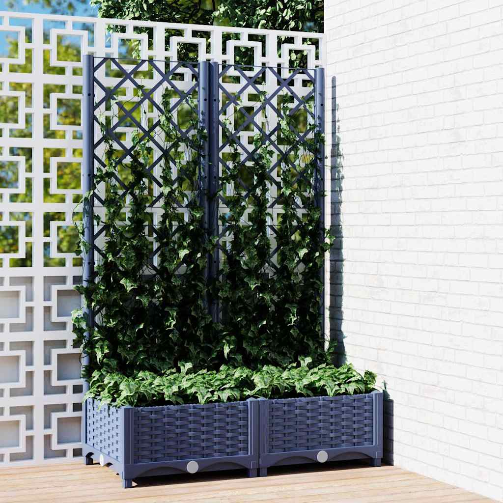 Plantenbak met trellis blauwgrijs 80x40x121,5 cm PP is nu te koop bij PeponiXL, paradijselijk wonen!
