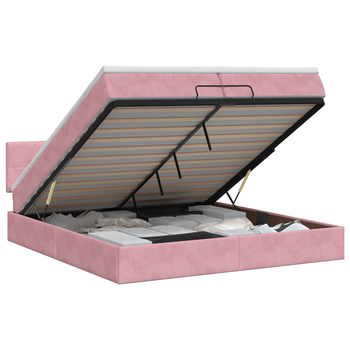 Ottoman bed met matras met hoofdeinde Roze 200 x 200 cm Fluweel is nu te koop bij PeponiXL, paradijselijk wonen!