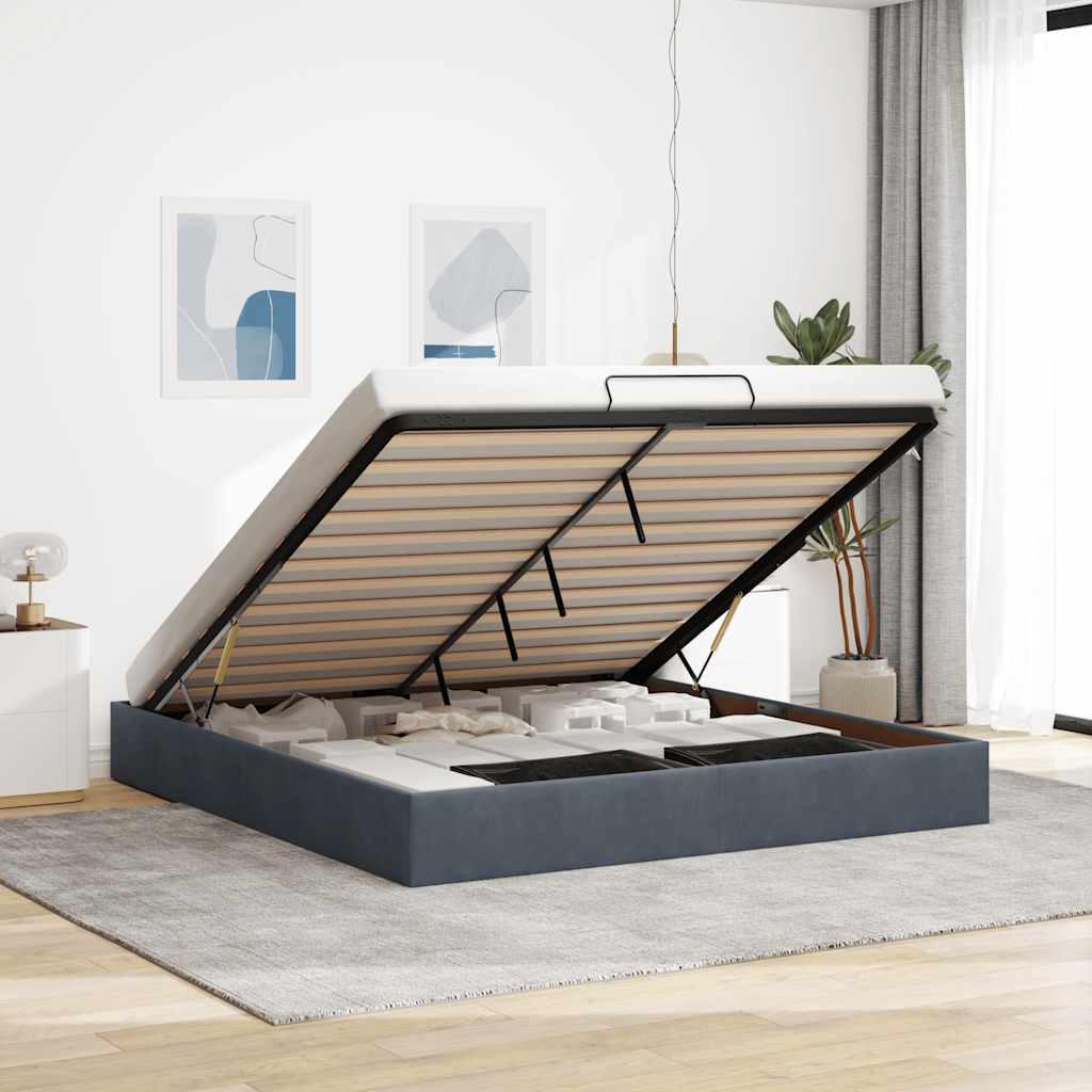 Ottoman bedframe zonder matras 180x200 cm fluweel donkergrijs is nu te koop bij PeponiXL, paradijselijk wonen!