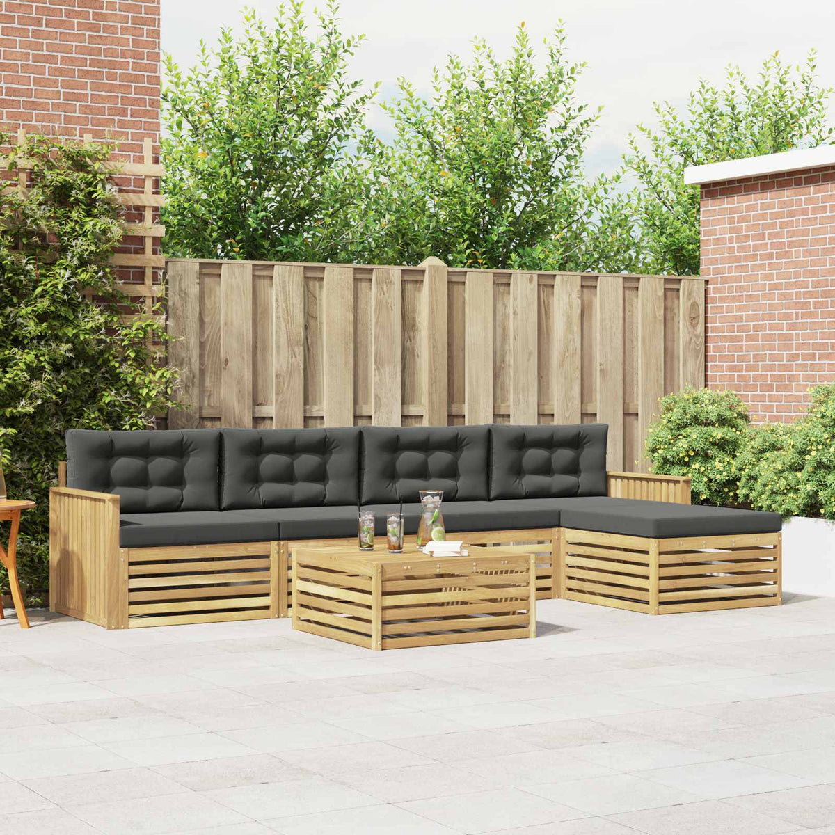 Buiten bankenset 6 pcs Wit en antracietkleurig 79 x 79 x 37 cm is nu te koop bij PeponiXL, paradijselijk wonen!