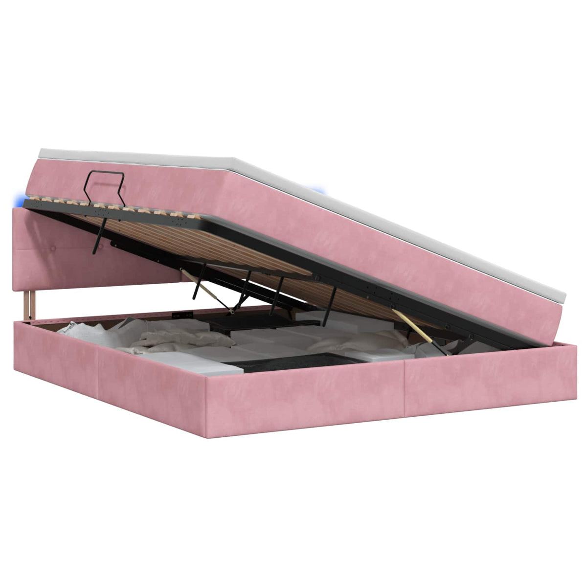 LED Opslagbed met Matras Roze 160 x 200 cm Fluweel is nu te koop bij PeponiXL, paradijselijk wonen!