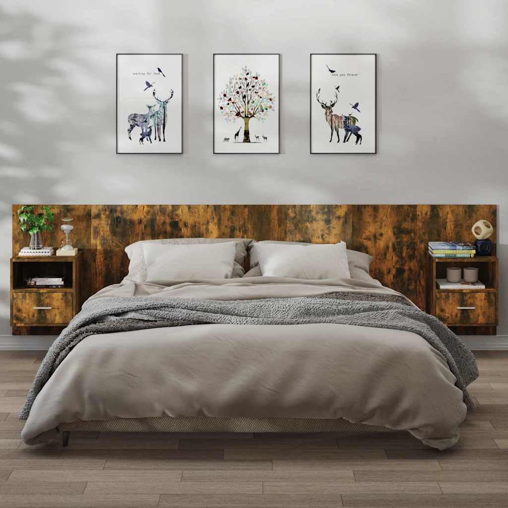 Nachtkastjes 2 st wandgemonteerd gerookt eikenkleurig is nu te koop bij PeponiXL, paradijselijk wonen!