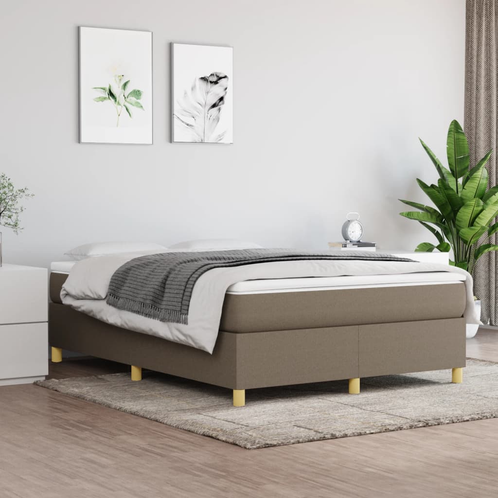 Boxspring bed stof taupe 140x200 cm is nu te koop bij PeponiXL, paradijselijk wonen!