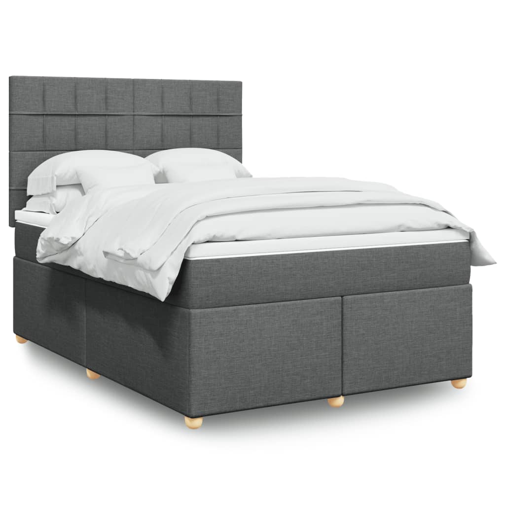 Boxspring met matras stof donkergrijs 140x200 cm is nu te koop bij PeponiXL, paradijselijk wonen!