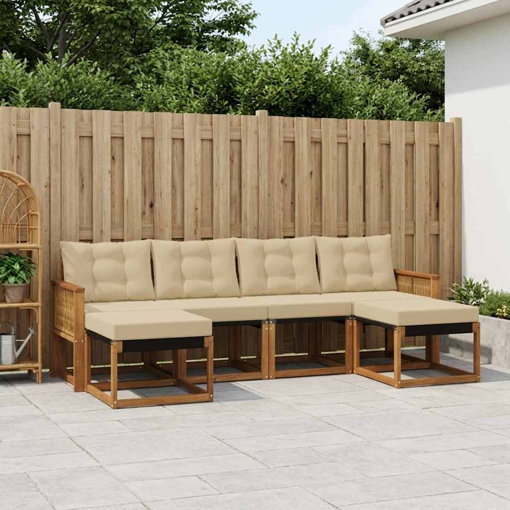 Buiten bankenset met kussen 6 pcs Natuurlijk en Beige is nu te koop bij PeponiXL, paradijselijk wonen!