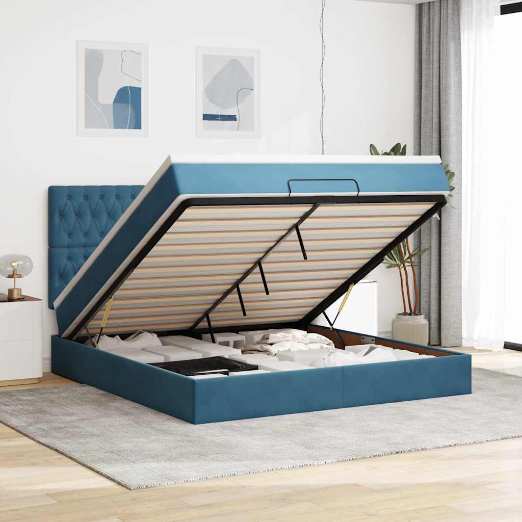 Ottoman bed met matrassen en LED's 160x200cm fluweel is nu te koop bij PeponiXL, paradijselijk wonen!
