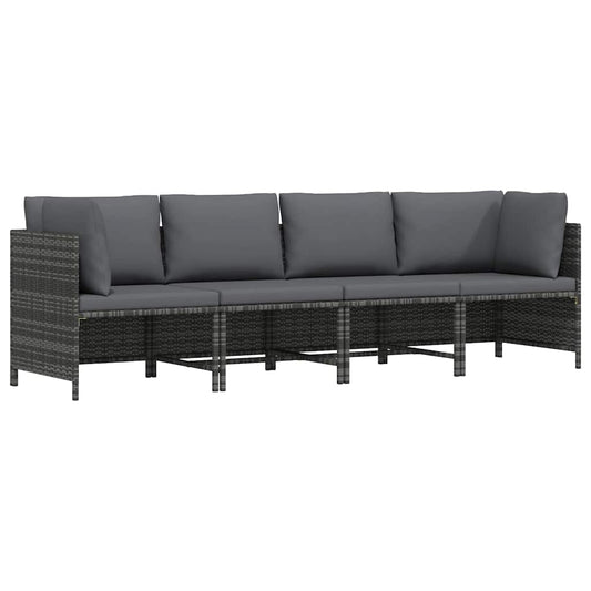 Tuinbank 4-zits met kussens poly rattan grijs is nu te koop bij PeponiXL, paradijselijk wonen!