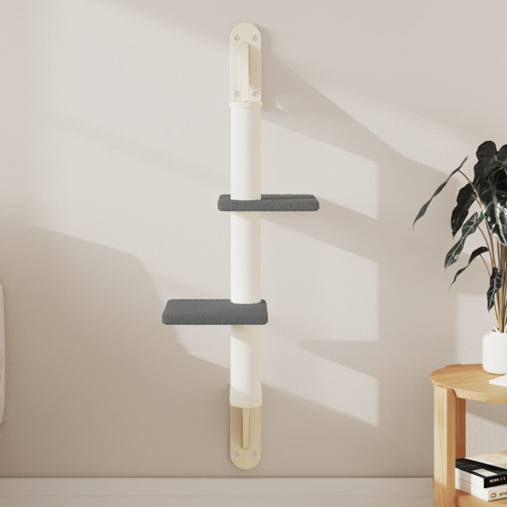Kattenmeubel wandgemonteerd met krabpaal 108 cm donkergrijs is nu te koop bij PeponiXL, paradijselijk wonen!