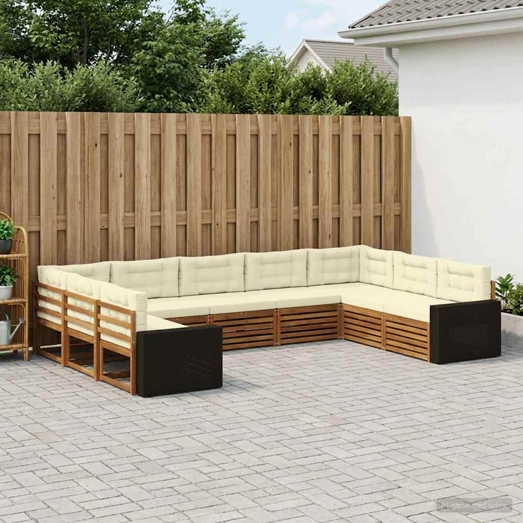 Buiten bankenset 9 pcs Natuurlijk en Crème Massief Acaciahout is nu te koop bij PeponiXL, paradijselijk wonen!