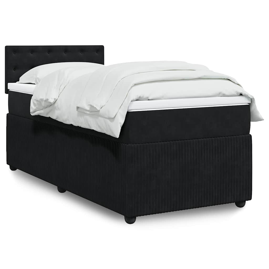 Boxspring met matras fluweel zwart 90x200 cm is nu te koop bij PeponiXL, paradijselijk wonen!
