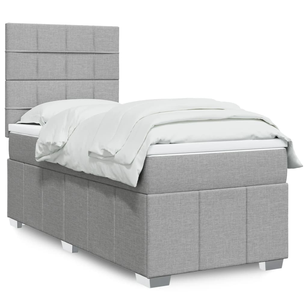 Boxspring met matras stof lichtgrijs 80x200 cm is nu te koop bij PeponiXL, paradijselijk wonen!