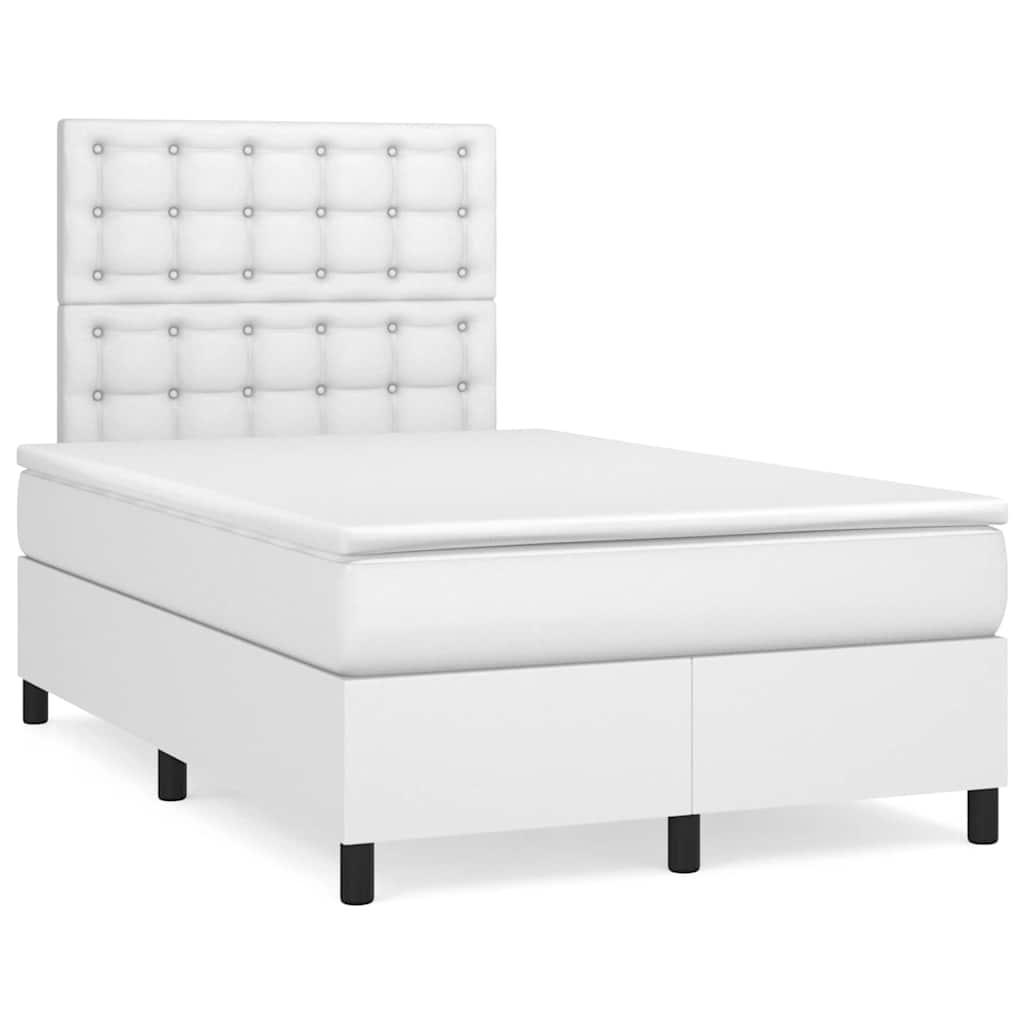 Boxspring met matras en LED kunstleer wit 120x190 cm is nu te koop bij PeponiXL, paradijselijk wonen!