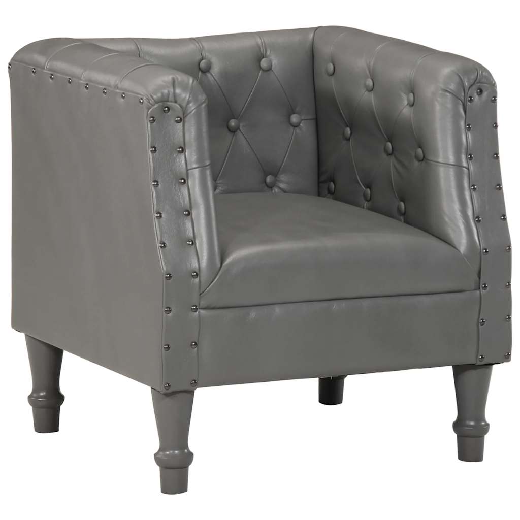 Fauteuil echt leer grijs is nu te koop bij PeponiXL, paradijselijk wonen!