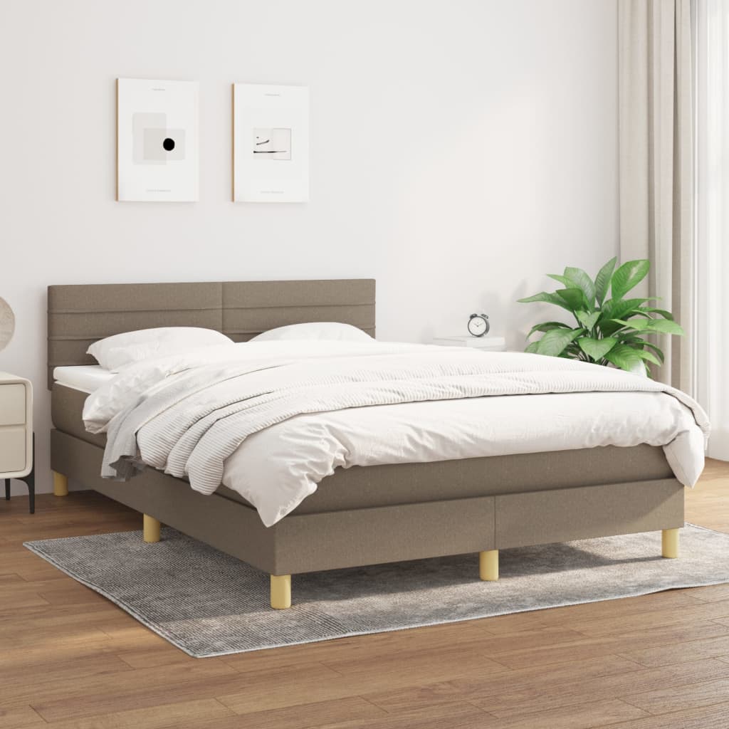 Boxspring met matras stof taupe 140x190 cm is nu te koop bij PeponiXL, paradijselijk wonen!