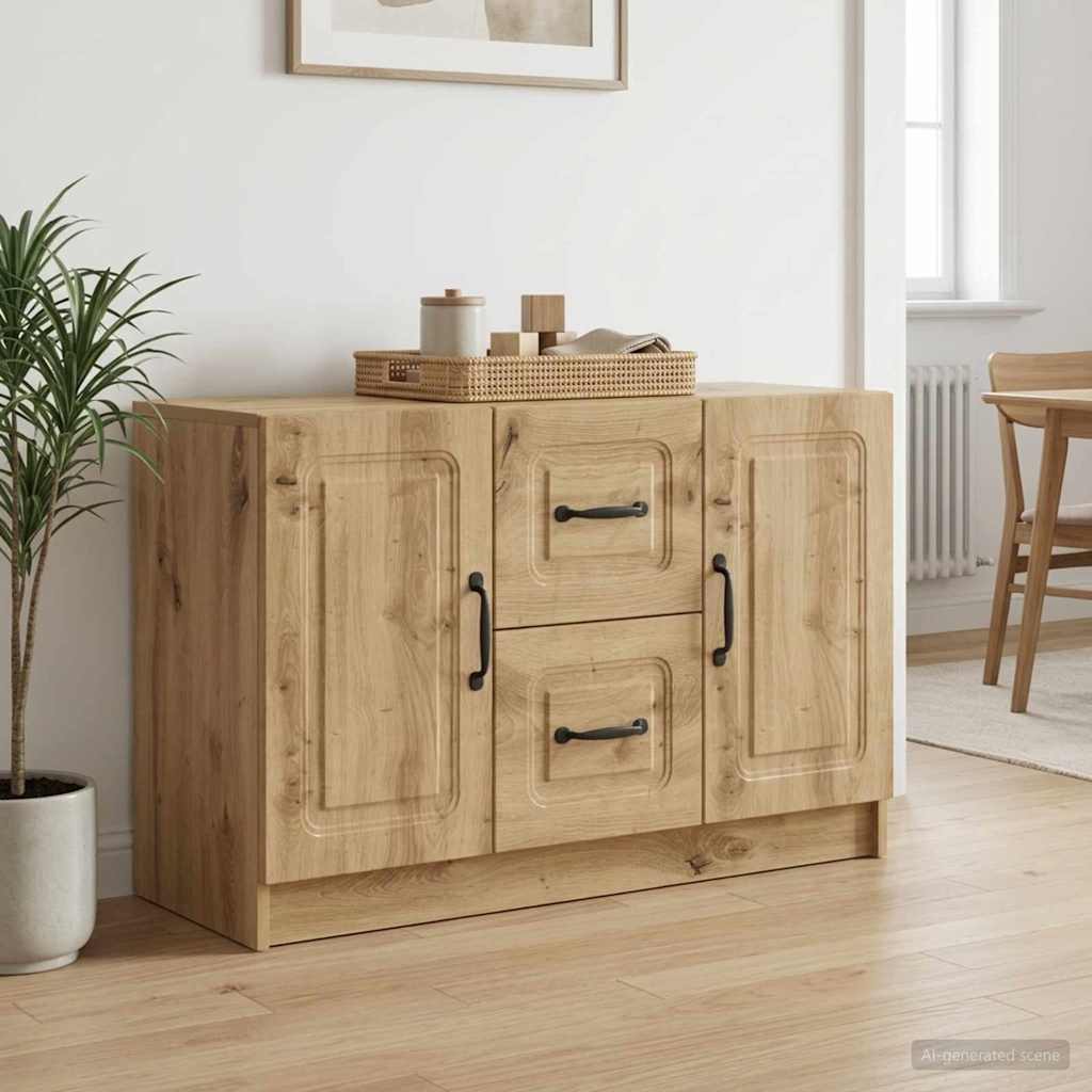Dressoir Artisanaal eiken 89 x 34,5 x 57 cm Bewerkt hout is nu te koop bij PeponiXL, paradijselijk wonen!