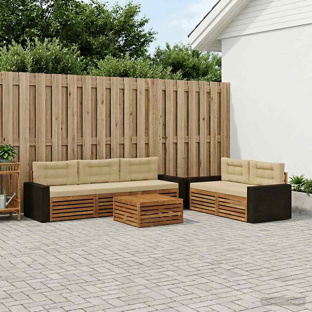 Buiten bankenset 6 pcs Natuurlijk en Beige is nu te koop bij PeponiXL, paradijselijk wonen!