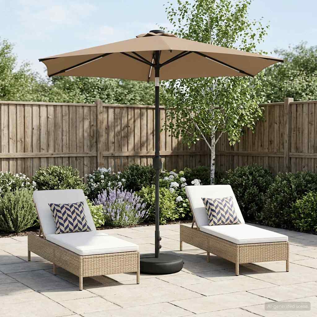 Tuinparasol met LED-lampen en voet 230 x 230 cm Polyester Taupe is nu te koop bij PeponiXL, paradijselijk wonen!