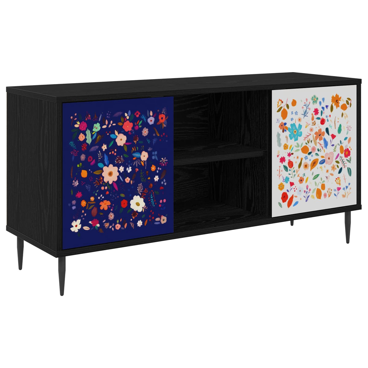Tv-meubel MAINZ 102 x 33 x 51 cm Zwart eiken Bewerkt hout is nu te koop bij PeponiXL, paradijselijk wonen!