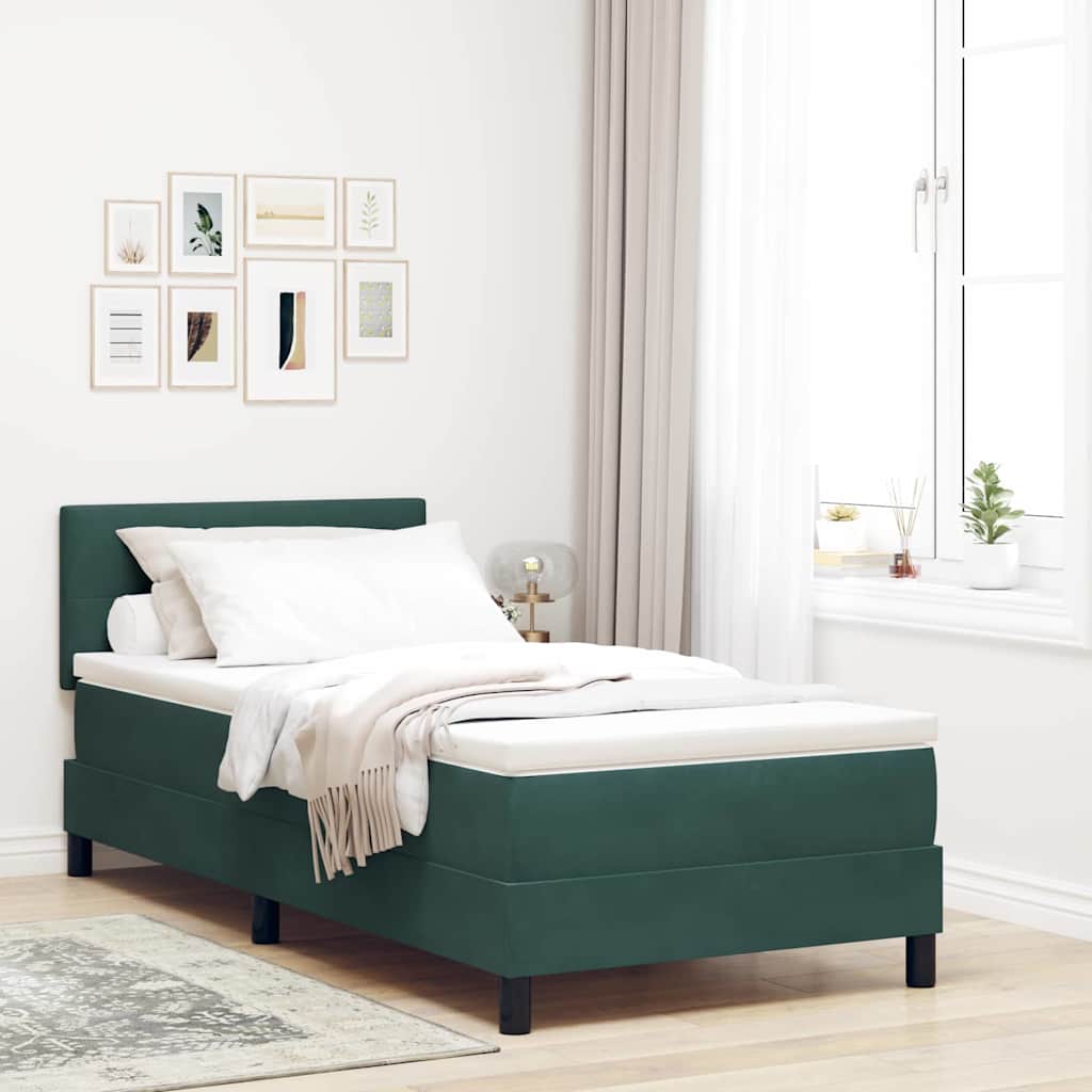 Boxspringbed met matras Donkergroen 90 x 190 cm Fluweel is nu te koop bij PeponiXL, paradijselijk wonen!