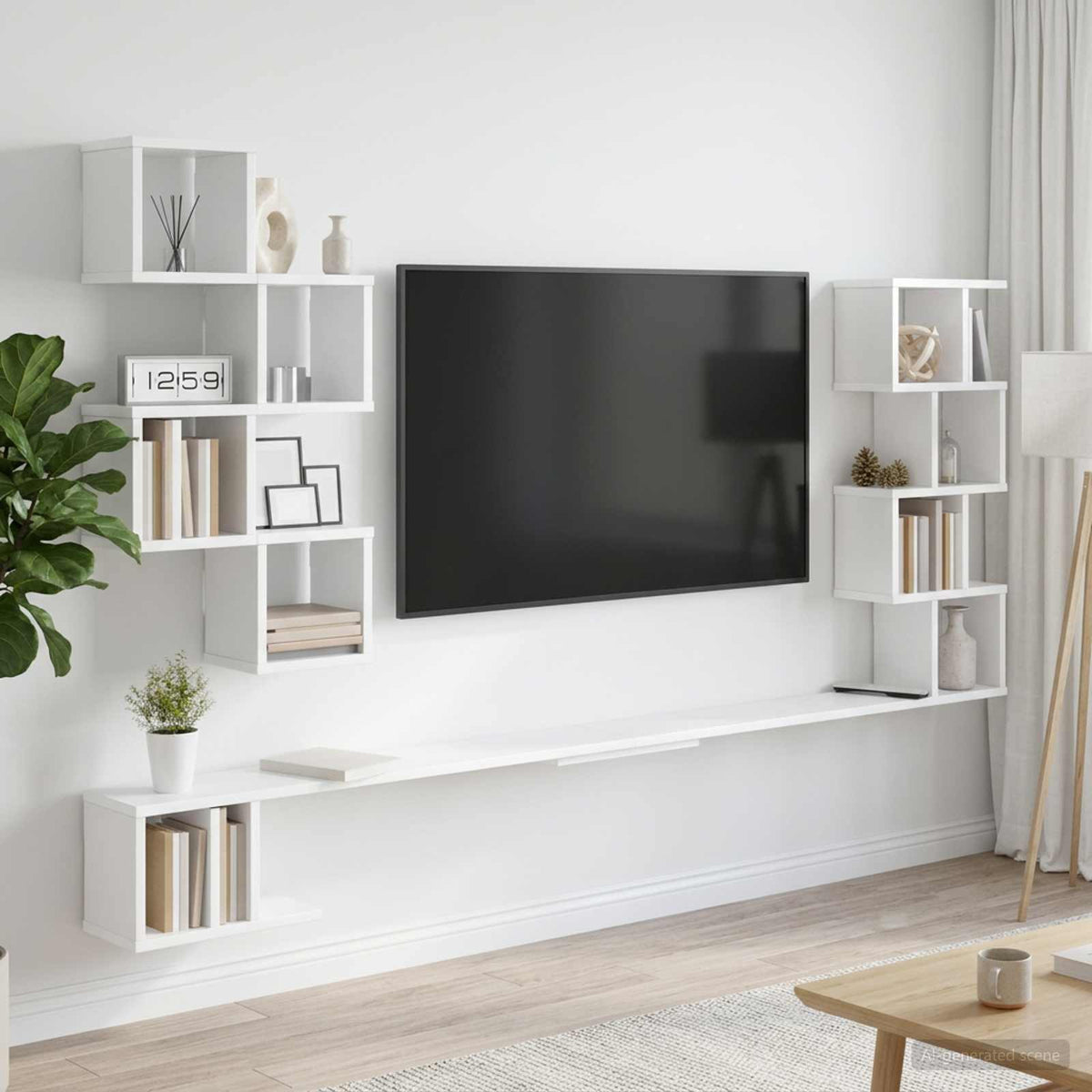Vaste TV Plank Wit 160 x 15 x 94 cm Bewerkt hout is nu te koop bij PeponiXL, paradijselijk wonen!
