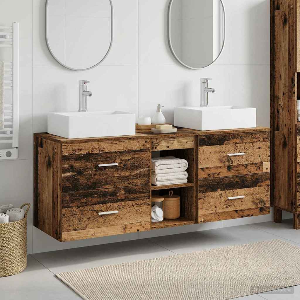 Badkamerkastenset 3 st Oud hout 49,5 x 41 x 62,5 cm is nu te koop bij PeponiXL, paradijselijk wonen!